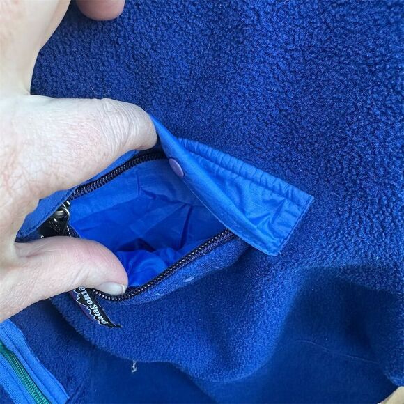 Patagonia Men's Vintage 90s Blue Fleece Half Zip Jacket Size L - Picture 3 of 11